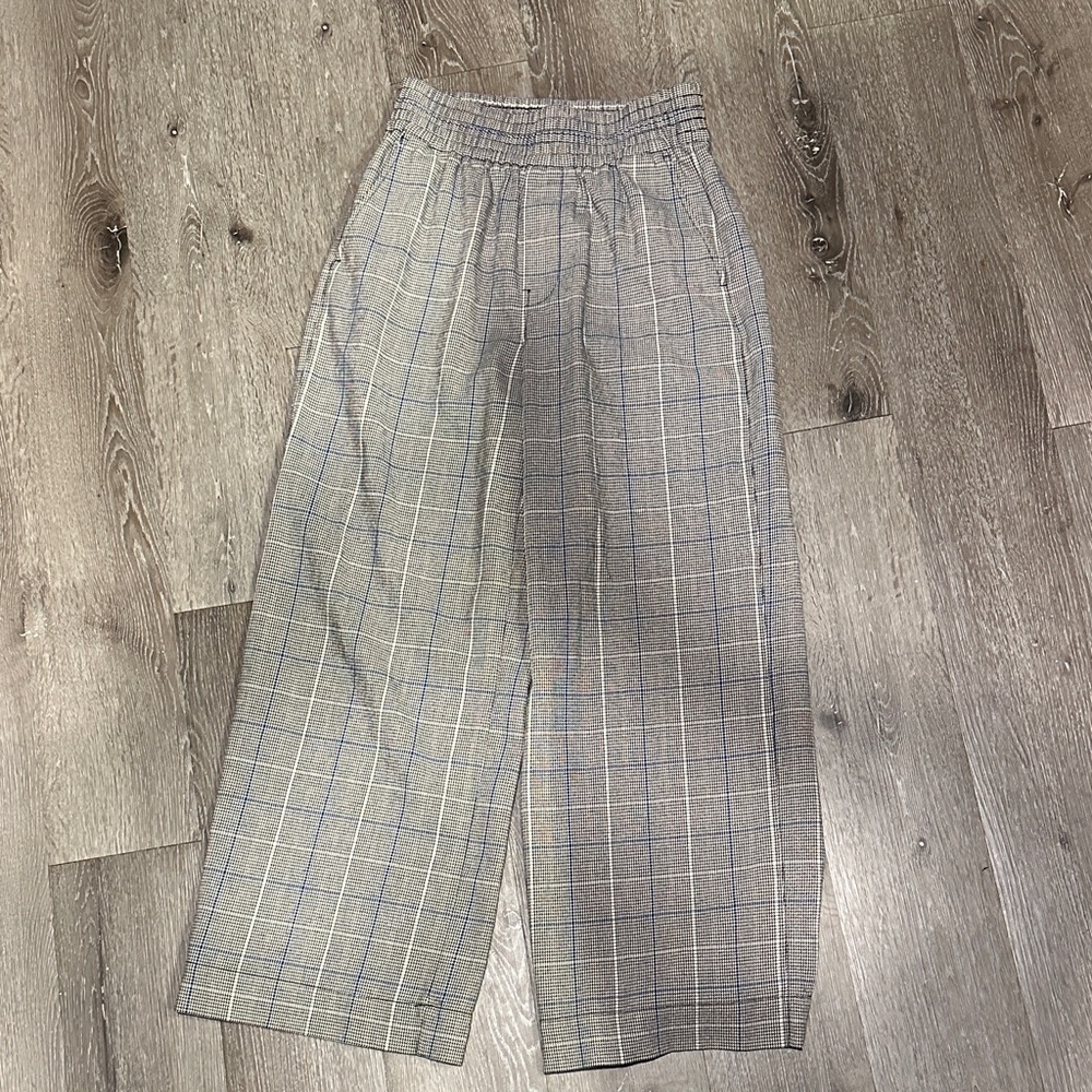 MADEWELL Carley Wide-Leg Pants WOMENS XS Riviera Coast Plaid PULL-ON